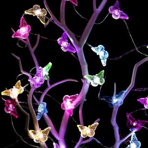 TRAHOO-Guirlande lumineuse papillon, 3 m, 30 LED, &agrave; piles, pour mariage, f&ecirc;te, jardin, d&eacute;coration de No&euml;l, d&eacute;coration de printemps, ext&eacute;rieur et int&eacute;rieur - Neuf