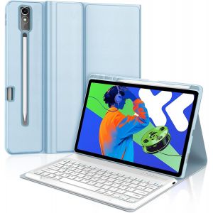 Coque Clavier Pour Lenovo Idea Tab Pro 12.7 Pouces 2025, &Eacute;tui Clavier Pour Lenovo Idea Tab Pro Magn&eacute;tique D&eacute;tachable Bluetooth Fran&ccedil;ais Azerty Layout, Bleu - Neuf