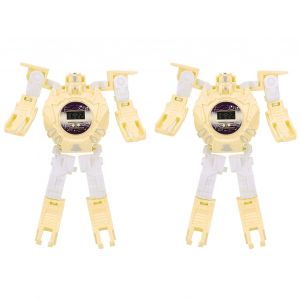 Montre-Bracelet Electronique Deformee Et Transformable En Robot, Jouet Educatif, Cadeau Pour Enfant, Jaune - Neuf