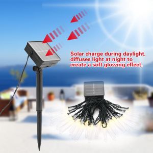 Hjlian Lampe Solaire Etanche A 20 Led, 5 M, En Forme De Glacon, Ideale Pour Un Decor De Noel En Exterieur, Blanc Chaud - Neuf