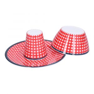 Grille Rouge Assiette À Salade Set Imitation Porcelaine Fruit Serpent - Neuf