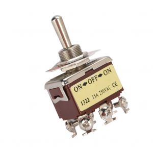Lot de 5 interrupteurs a bascule DPDT 6 broches, 3 positions, borne marche/arret, 250 V, 15 A, trou de montage de 12 mm - Neuf