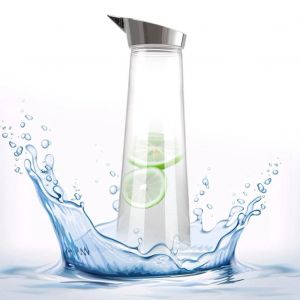 Hjlian Bouteille De Jus Transparente En Acrylique De 1,2 L, Bouteille De Jus Transparente, Pichet A Eau, Pichet A Jus Avec Couvercle - Neuf