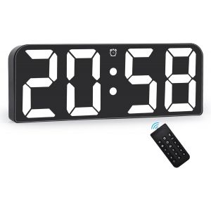 Horloge murale numérique avec télécommande,horloge numérique avec grand affichage des chiffres,fonction snooze,horloge de table silencieuse 12/24 heures pour salon,garage,école,entrepôt.[O130] - Neuf