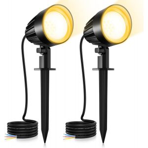 Spot Led Ext&eacute;rieur Avec Piquet 7w Lot De 2 &Eacute;clairage Paysager Aluminium Ip66 &Eacute;tanche 500lm Blanc Chaud 3000k Tension 85-265v Spot De Jardin &Agrave; Piquer Pour All&eacute;e Terrasse Chemin Plante - Neuf