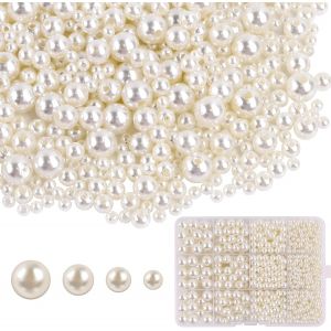 Mevronisshop-1480pcs Perles Pour Bracelet Bijoux, Perle De Ivoire, 4 6 8 10 Mm Perles Artificielles Rondes Pour Diy Colliers Bracelets Boucles Fabrication De Bijoux - Neuf