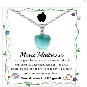 Kalanka-Cadeau Maitresse D'école Fin D'année, Merci Maitresse Atsem Institutrice, Cadeau Personnalisé Maitresse Collier Professeur Retraite Noel, Collier Femme Forme De Pomme - Neuf