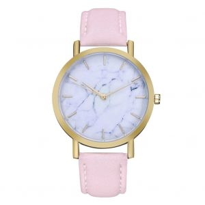 Montre-Bracelet A Quartz Zhoulianfa Unsiex Pour Couple, Cadran Marbre, Alliage Pu (Rose) - Neuf