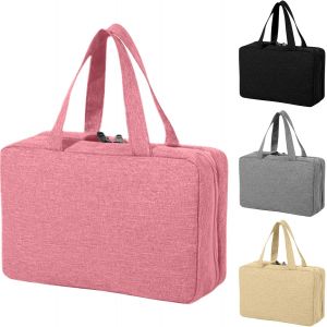 MAA-Trousse de toilette de voyage à suspendre pour homme et femme u2013 Trousse de maquillage étanche à 4 plis avec compartiments en PVC, organiseur de cosmétiques de grande capacité pour les vacanc - Neuf