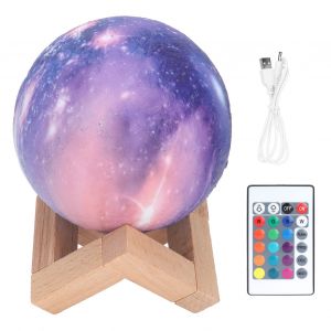 Hjlian Mini Lampe Led En Forme De Lune, Rechargeable Par Usb, 16 Couleurs, Telecommande, Veilleuse Avec Support En Bois, Cadeau D'anniversaire - Neuf