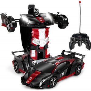 ERYI-Voiture Télécommandé Robot,2 En 1 Robot Jouets Voiture Transformable,Rc 2.4Ghz Voiture Radiocommandée,Transformers Jouets,360°Rotation Rechargeable,Voiture Enfant,Pour Cadeau Enfant 3-12 Ans. - Neuf