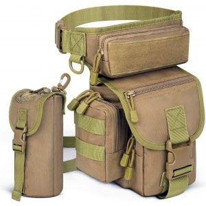 Rfcbc-Sac De Jambe Tactique Avec Porte-Bouteille, Imperméable Sac A Outils Sac De Cuisse Banane Militaire Molle Sac De Taille Multifonctionnel Pour Randonnée Voyage Moto Cyclisme Pêche Chasse - Neuf