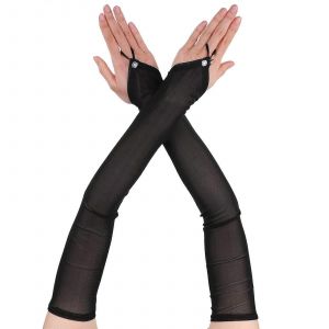 Femmes Black Mesh Longues Mitaines Gants En Tulle Simple Pour Les Tenues De Soir&eacute;e, De La Danse, Des Costumes Et Des Accessoires De Mode - Neuf