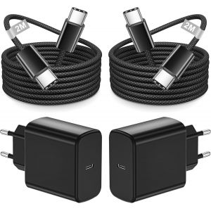 LORANKA-2Pack Chargeur USB C 45W pour Samsung Galaxy S25 Ultra/S24+/S24 Ultra/S23+/S23 Ultra/S22/Note 20/A56/A55/Z Fold 7, Prise USBC Adaptateur Secteur Usb C Chargeur Type C Charge Rapide avec C&acirc;ble - Neuf