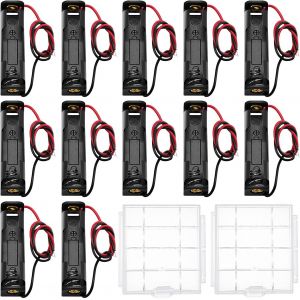 12 Pi&egrave;ces AAA Support de Batterie, 1.5V AAA Bo&icirc;tier de Batterie avec Fils, avec 2 Pi&egrave;ces Bo&icirc;te &agrave; Piles en Plastique - Neuf