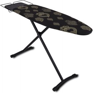MEVRONISSHOP-Table &agrave; Repasser Pliable Utah en Acier 125x41 cm avec Repose Fer et Support Centrale Vapeur, Housse Coton, Hauteur r&eacute;glable, Stable et Pratique - Neuf