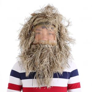 Casquette Tactique Camouflage Avec Capuche Et Corde Pour Fusil, Ideale Pour La Chasse Au Sniper Dans La Jungle (Kaki) - Neuf