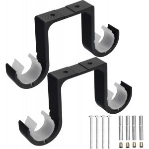 Support de tringle à rideau, 2 pièces, fixation murale, double support, pour tringle à rideau, plafond, alliage d'aluminium antirouille, diamètre de tringle adapté : 28-33 mm (noir) - Neuf