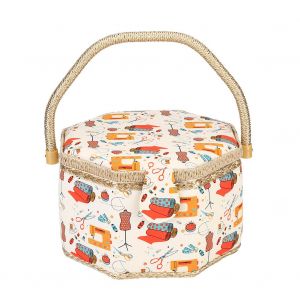 Panier a aiguilles et a fil, boite de rangement pour outils de couture avec poignee, orange - Neuf