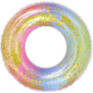 Anneau Flottant Transparent,Anneau De Natation À Paillettes Arc-En-Ciel,Flotteurs De Piscine Gonflables Durables,Anneaux De Natation Pour La Fête De La Piscine D'été Pour Les Enfants (Enfants (2-4 - Neuf