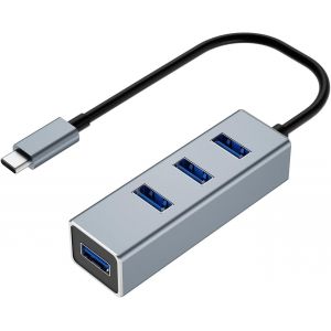 Hub USB vers 4 Ports USB 3.0 5Gbps Adaptateur USB C Hub Multiports USB Compatible avec MacBook Pro Air 2023 M2 M1 iPad Pro Air Steam Deck Surface Pro 9 8 Galaxy Tab S8 S23 S22 S21 (Gris-Câble 20cm) - Neuf