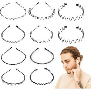 Serre-T&ecirc;te Homme 10pcs En M&eacute;tal - Bandeau Cheveux Pour Sport Et Usage Quotidien - Neuf