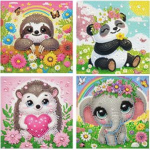 Ayuhr-Diamond Painting Enfant Diamond-Painting Diamant Painting Enfant Peinture Diamant Kit Peinture Lot De 4 Pièces Diy Mosaïque 15x15cm - Neuf