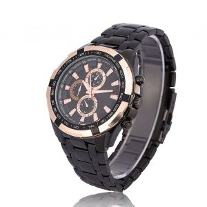 Montre-Bracelet Analogique A Quartz Curren, Bracelet En Alliage (Boitier Noir Et Cadran Dore) - Neuf