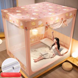 Hjlian Rideaux De Lit A Baldaquin, Maille Haute Densite, Respirante Et Resistante, Pour Chambre D'hotel, Motif Lapin Sur Tissu Rose, 1,5 M (Epaississement Et Vernis Au Four) - Neuf