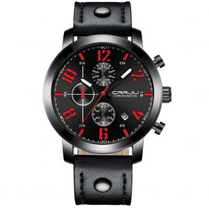 Crrju &Agrave; La Mode Hommes Sports &Eacute;tanche &Agrave; Quartz Mouvement Chronographe Montre-Bracelet Montre(Noir) - Neuf