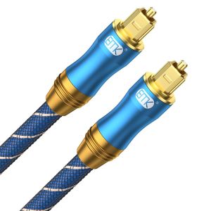 Cable Optique Câble Optique Audio Numérique Toslink Câble Fibre Optique Spdif pour Home Cinéma,Barre de Son,TV,PS4,Xbox (15Ft/5M,Cable Optique Tête Plaquée Or) - Neuf