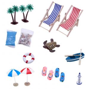 Scène d'événement de plage d'été, affichage de jeu, décoration, modèle de figurine, encourage les compétences sociales des enfants, jeu de rôle, multicolore-UN - Neuf