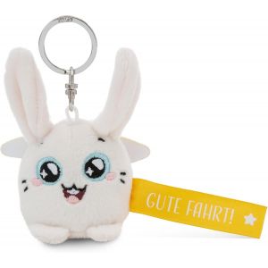 KAL-62043 Porte-Clés En Forme De Lapin Avec Inscription En Allemand Gute Fahrt Blanc 5 Cm Compagnon Fidèle Pour Sac À Dos Ou Sac - Neuf