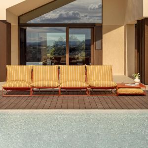 Ensemble De Jardin Modulaire Amaro 4 Pi&egrave;ces Avec Canap&eacute; Et Table D'appoint Jaune Miel - Rouge Argile - Neuf