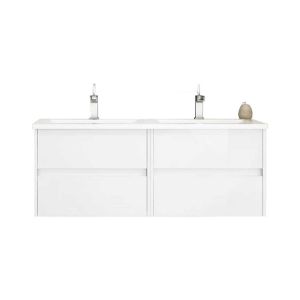 Meuble de salle de bain suspendu LERMA 120 cm Blanc Brillant - Neuf