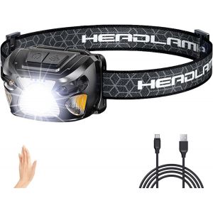 Jgd-Lampe Frontale Rechargeable,2000lm Super Lumineux L&eacute;ger Lampe Frontale Led Ultra Puissante Avec 6 Modes D'&eacute;clairage,Ipx5 &Eacute;tanche Frontale Rechargeable Avec Indicateur De Puissance Pour Running,Ca - Neuf