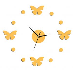 HJLIAN Horloge murale moderne sans cadre, grande horloge 3D sans tic-tac pour salon, doree - Neuf