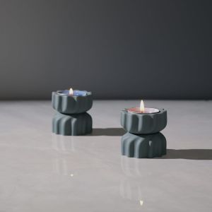 Lot De 2 Photophores En Forme De Spirale En Ciment Avec Torsion, Petite Bougie Chauffe-Plat D&eacute;corative En Ciment Pour D&eacute;coration De Table Basse Ou De Salle &Agrave; Manger, 5,1 X 5,3 Cm - Neuf