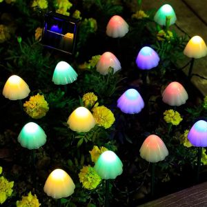 Jgd-Lot De 30 Guirlandes Lumineuses Solaires Super Lumineuses En Forme De Champignon Ins&eacute;r&eacute;es Dans Le Sol - Lampes Balan&ccedil;oires D'ext&eacute;rieur &Eacute;tanches Pour Jardin, Cour, Patio, All&eacute;e, Pelouse, Jardinage - Neuf