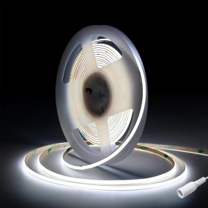 Ruban Led Cob 5m, Dc12v 4mm Bande Led Chambre Blanc Froid 6500k,480led/M Cri90+ Flexible Lumiere Led Gaming Adh&eacute;sif Rubans &Agrave; Led Pour Tv,Cuisine,Maison D&eacute;cor Int&eacute;rieure,Diy(Seule Bandeau Led) - Neuf