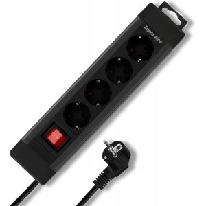 Ritter Supraline Bloc multiprise 4 prises 1 interrupteur 1,9 m, Noir/anthracite - Neuf