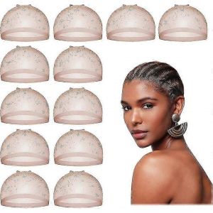 (Beige)12 Pièces Bonnet-Perruque Pour Perruques En Dentelle Avant,Bonnet De Perruque Pour Maintenir La Perruque En Place,Filet À Cheveux Pour Perruques,Bonnet De Perruque Bas Pour La Fabrication De Pe - Neuf