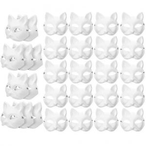 30pcs masques faciaux de chat vierge pour mascarade Cosplay bricolage non peint Craft Costume - Neuf