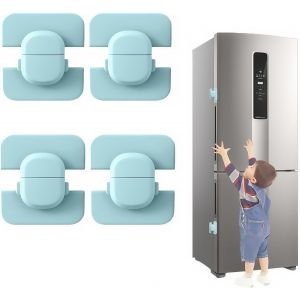 Securite Fenetre Enfant,4 Pcs Protection Bloque Fenetre Enfant Forte Adh&eacute;sif Serrure Frigo Durabilit&eacute; Sup&eacute;rieure R&eacute;glable Fen&ecirc;tre Espace,Pour R&eacute;frig&eacute;rateur,Lave-Linge,Armoire,Fen&ecirc;tre (Bleus) - Neuf