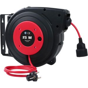 MEVRONISSHOP-D&eacute;vidoir Mural de C&acirc;ble &Eacute;lectrique Automatique, 15m + 2m, 2300W tambour automatique de c&acirc;ble, Rotation 180&deg;,Pose suspendue Mat&eacute;riel de Montage Inclus Enrouleur Electrique Automatique ave - Neuf