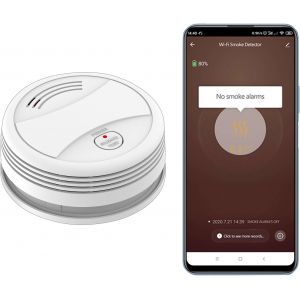 JGD-Wi-FI D&eacute;tecteur de Fum&eacute;e avec Batterie Rempla&ccedil;able, D&eacute;tecteur d'Incendie Intelligent, Compatible avec Tuya et Smart Life APP, Certifi&eacute; EN14604, 1 Pi&egrave;ces - Neuf