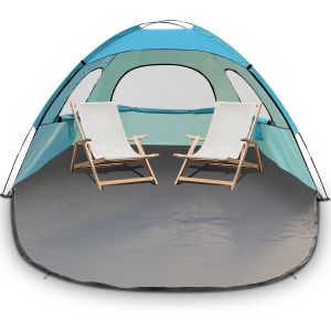 Checarzhn--No1-Tente De Plage Abri De Plage Pour 2-3 Personnes, Protection Uv Upf 50+, Tente Plage Avec 3 Grandes Fenêtres Ventilées Pour La Famille, La Plage, Le Jardin, Le Camping - Neuf