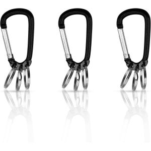 KAL-Lot De 3 Porte-Clés Mousquetons, Porte-Clés Pour Clés, Organiseur De Clés, Porte-Clés, Mousqueton, 3 Anneaux Amovibles Pour L'Organisation Des Clés - Neuf