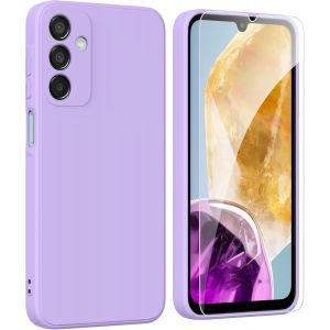JGD-Coque pour Samsung Galaxy M15 / F15 5G (6.6"") + Film Protection &eacute;cran en Verre tremp&eacute;,Housse Ultra Premium TPU Silicone Liquide Flexible pour Samsung Galaxy M15 / F15 5G - Violet - Neuf