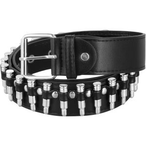 Kalanka-Ceinture Clout&eacute;e En Forme De Balles, Ceintures &Agrave; Balles Pour Hommes, Ceintures Rivet Pour Jeans En Cuir Pu Punk Bullet Rivet Clout&eacute; Ceinture Gothique Punk Rock, Noir - Neuf